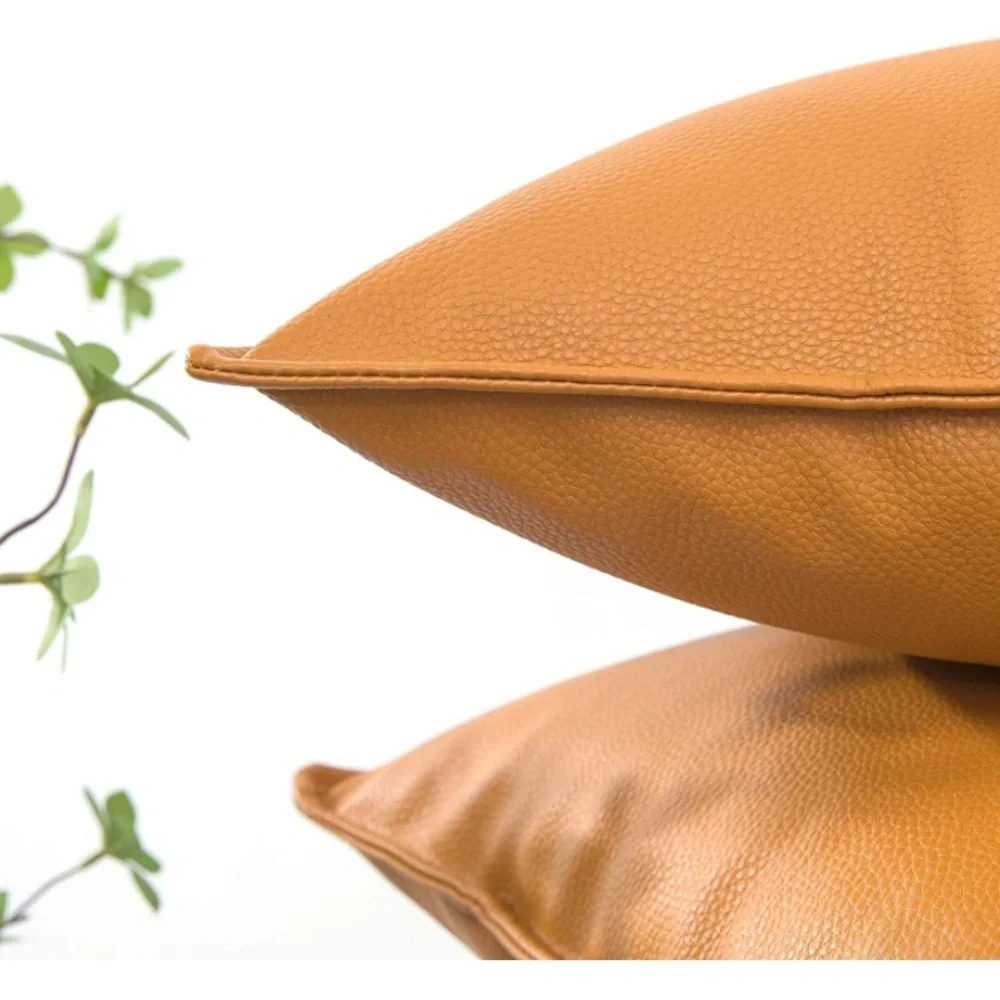 Luxury Home | Elegant Golden Mustard Yellow  Faux Leather Throw Pillow Covers